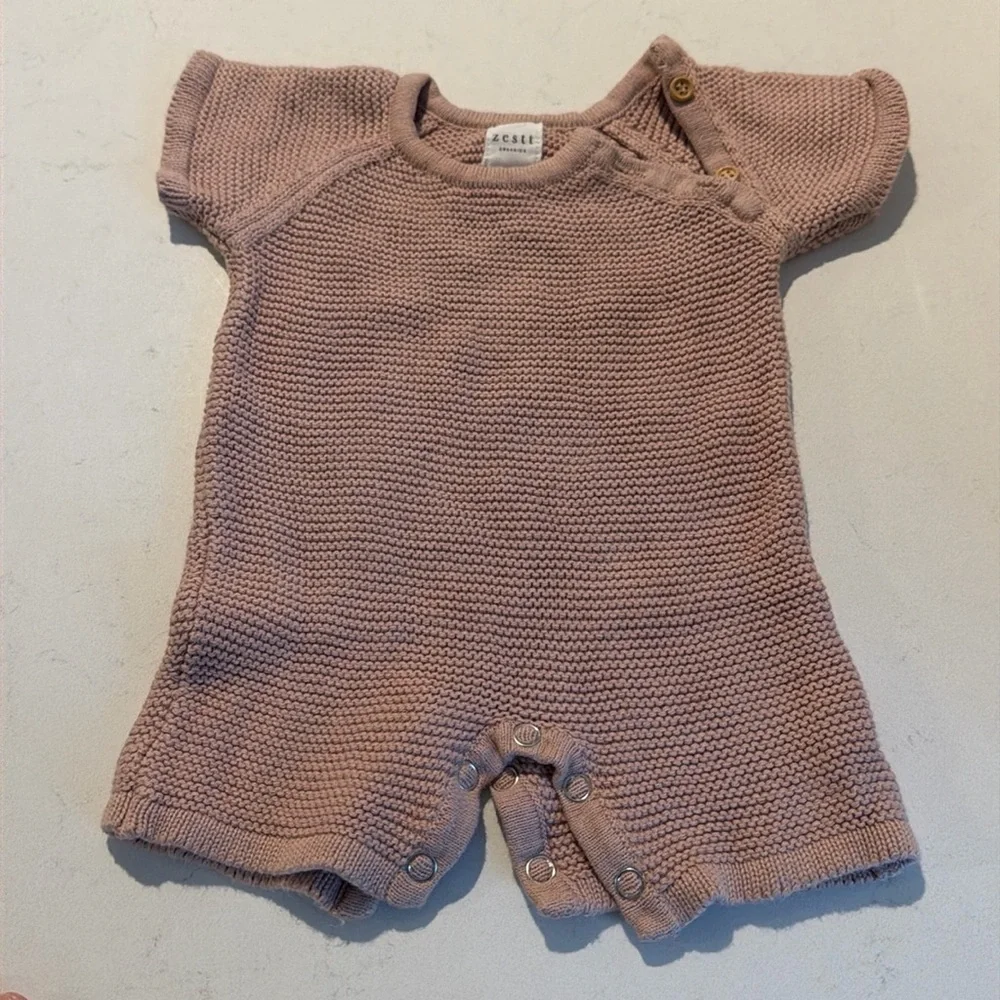 Rose pink organic knit onesie